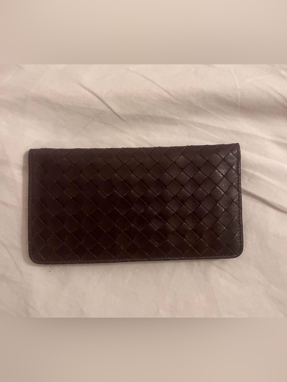Bottega Veneta Dark Brown Intrecciato Leather Wallet